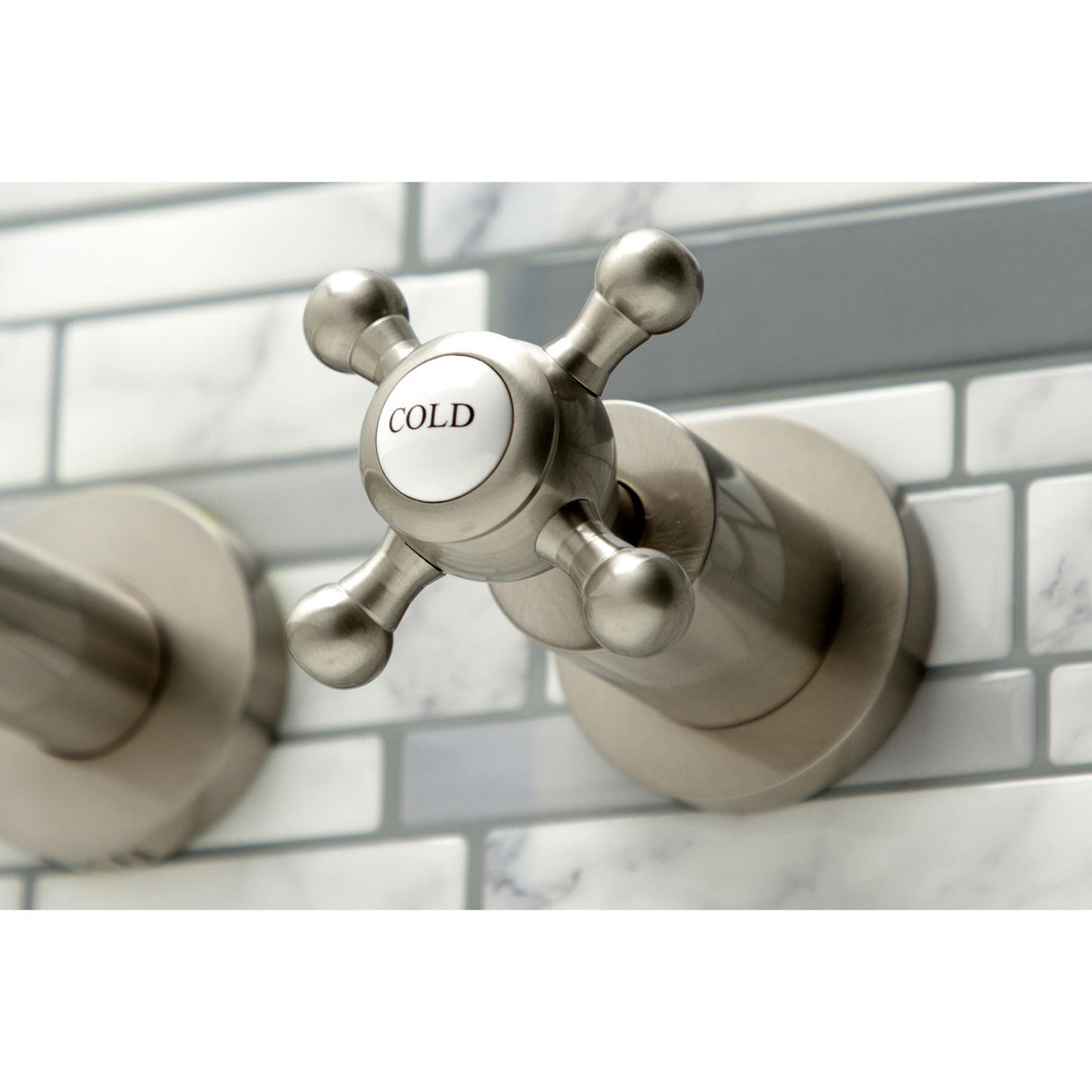 Metropolitan KS8058BX Two-Handle 3-Hole Wall Mount Roman Tub Faucet, Brushed Nickel