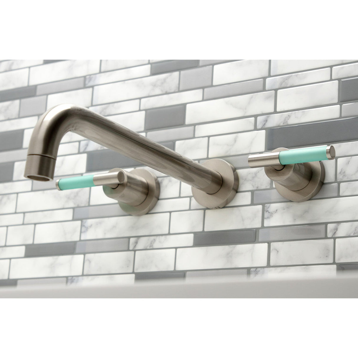 Kaiser KS8058CKL Two-Handle 3-Hole Wall Mount Roman Tub Faucet, Brushed Nickel