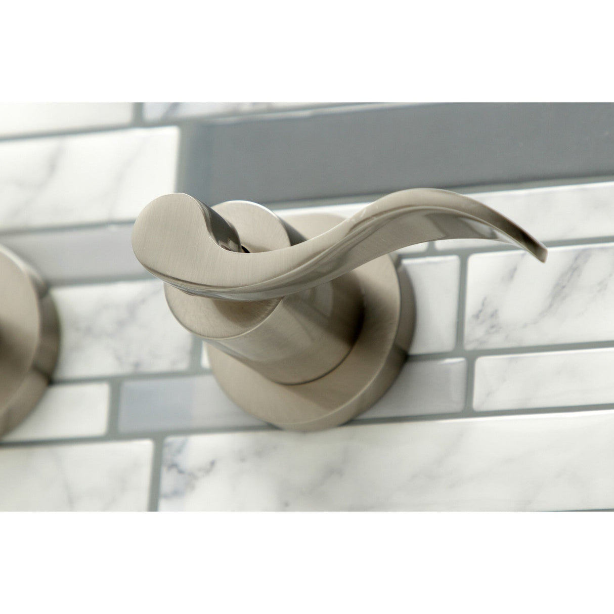 NuWave KS8058DFL Two-Handle 3-Hole Wall Mount Roman Tub Faucet, Brushed Nickel