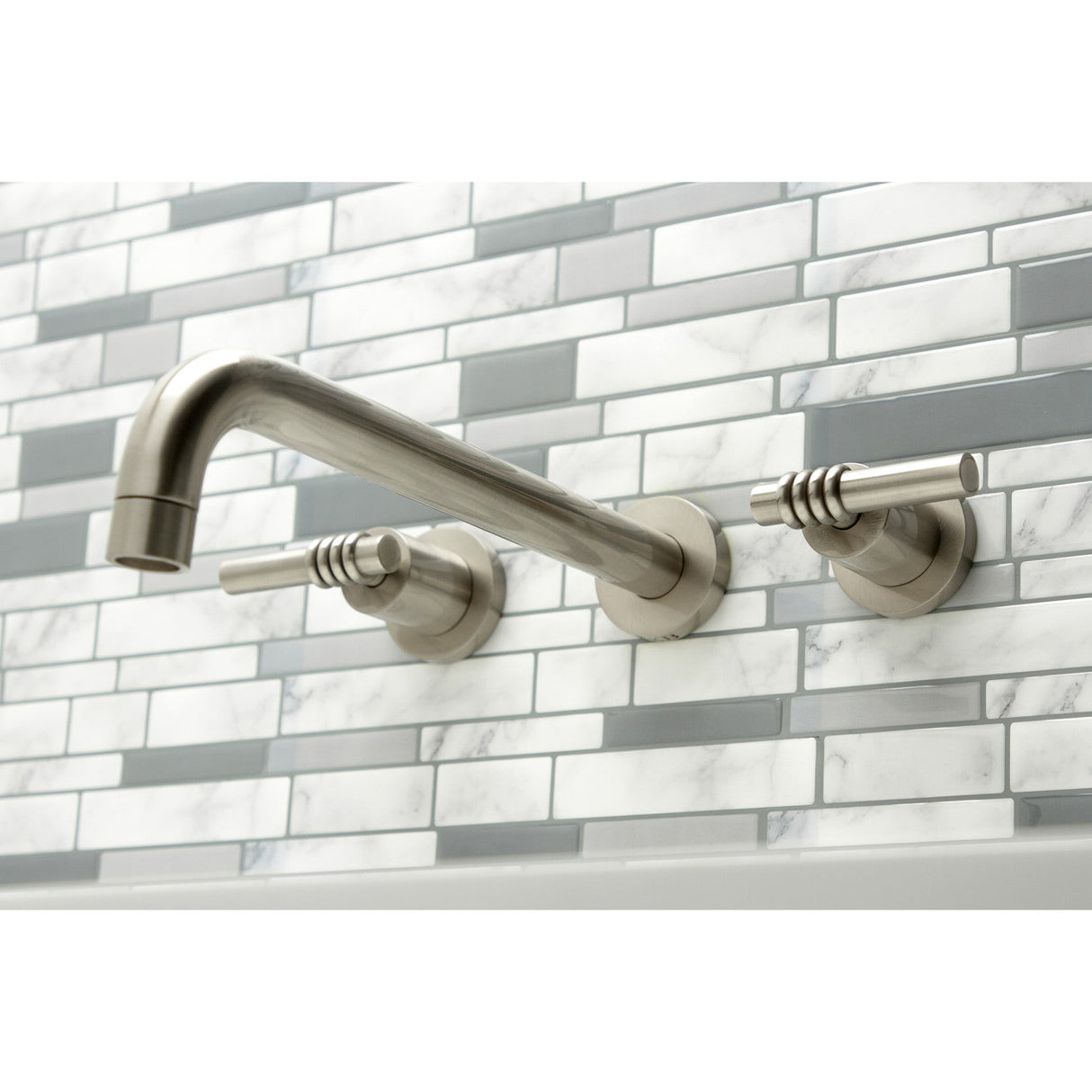Milano KS8058ML Two-Handle 3-Hole Wall Mount Roman Tub Faucet, Brushed Nickel