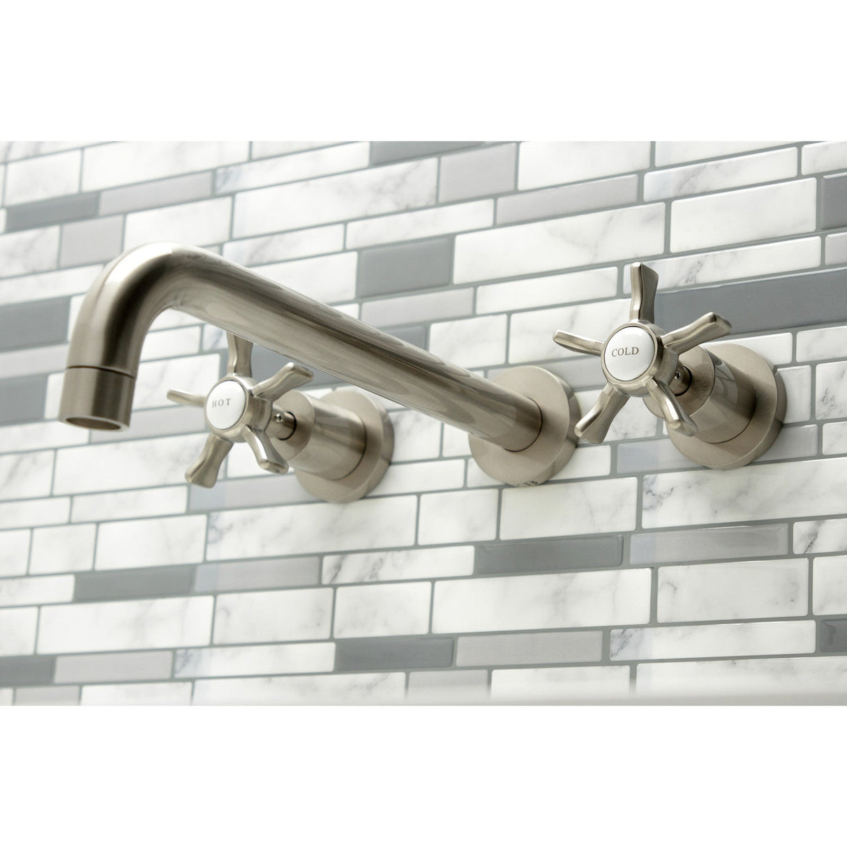 Hamilton KS8058NX Two-Handle 3-Hole Wall Mount Roman Tub Faucet, Brushed Nickel