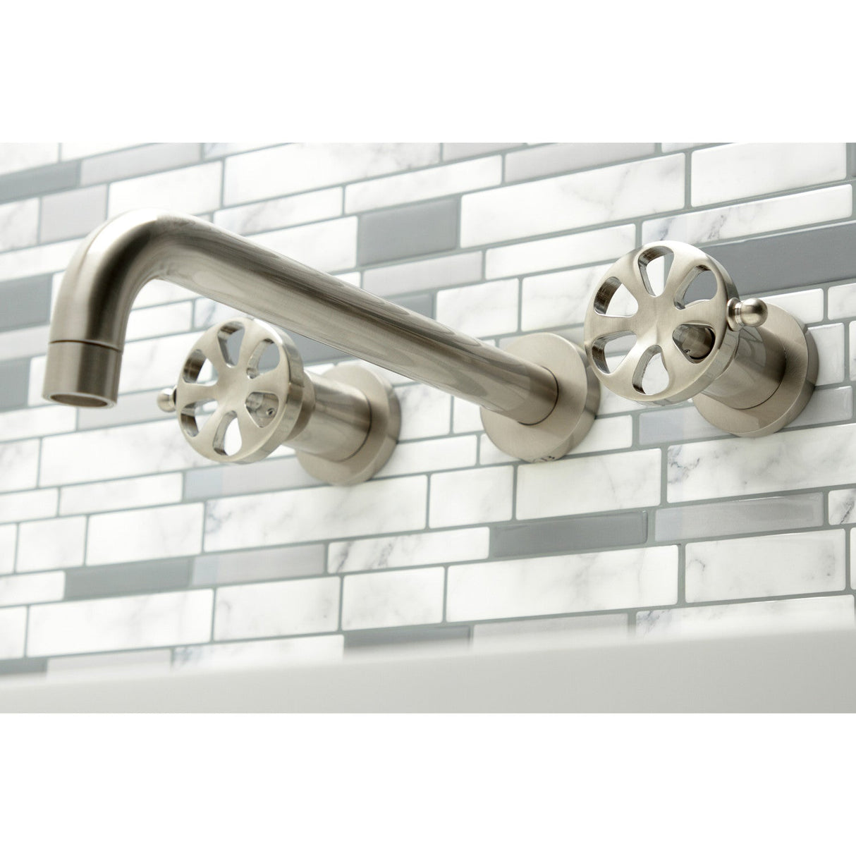 Belknap KS8058RX Two-Handle 3-Hole Wall Mount Roman Tub Faucet, Brushed Nickel
