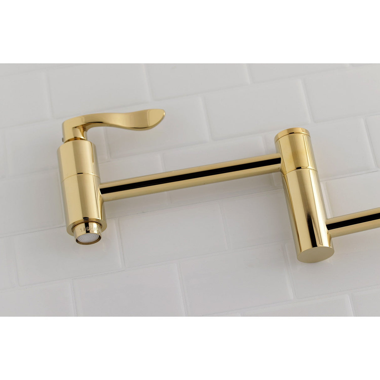 NuWave KS8102DFL Two-Handle 1-Hole Wall Mount Pot Filler, Polished Brass