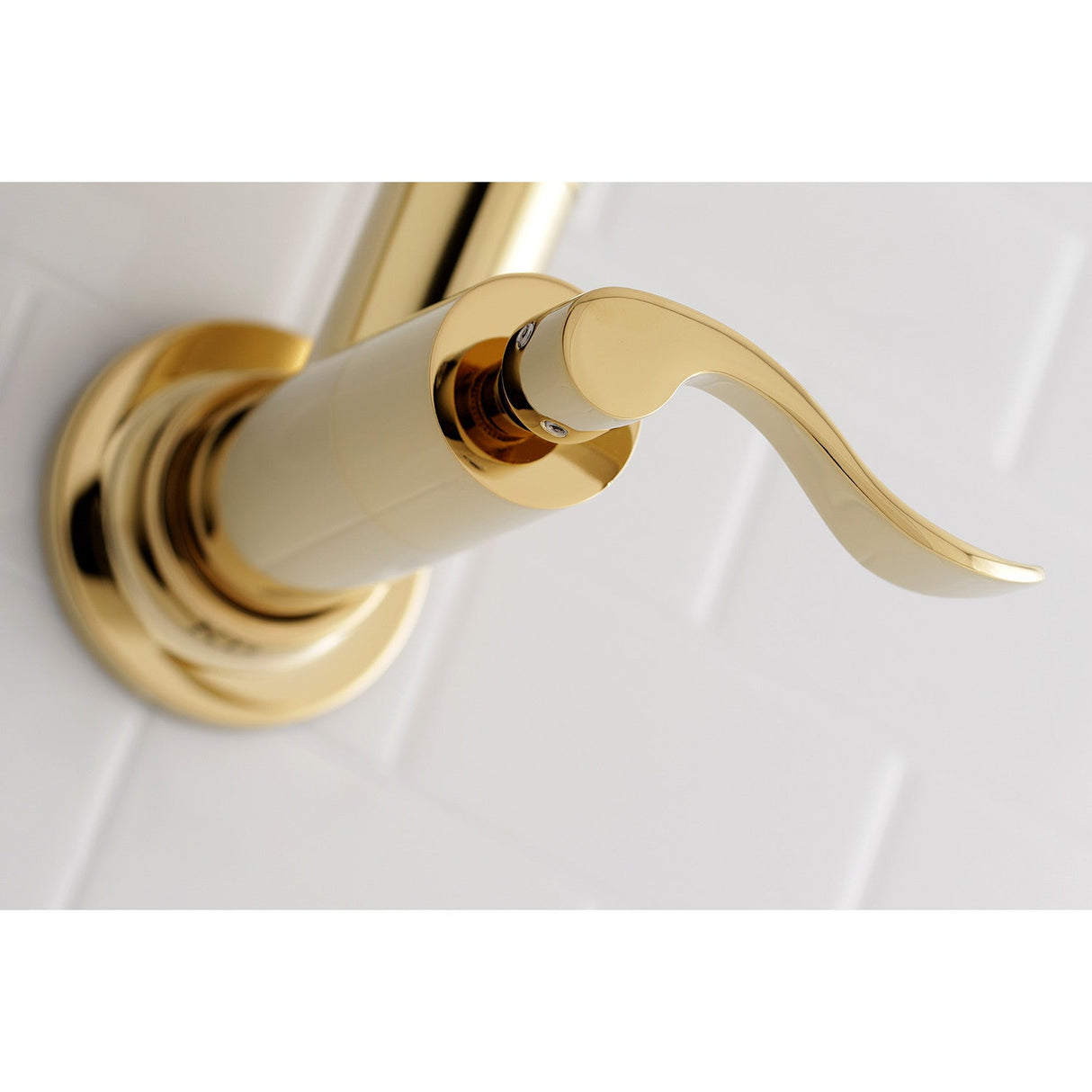 NuWave KS8102DFL Two-Handle 1-Hole Wall Mount Pot Filler, Polished Brass