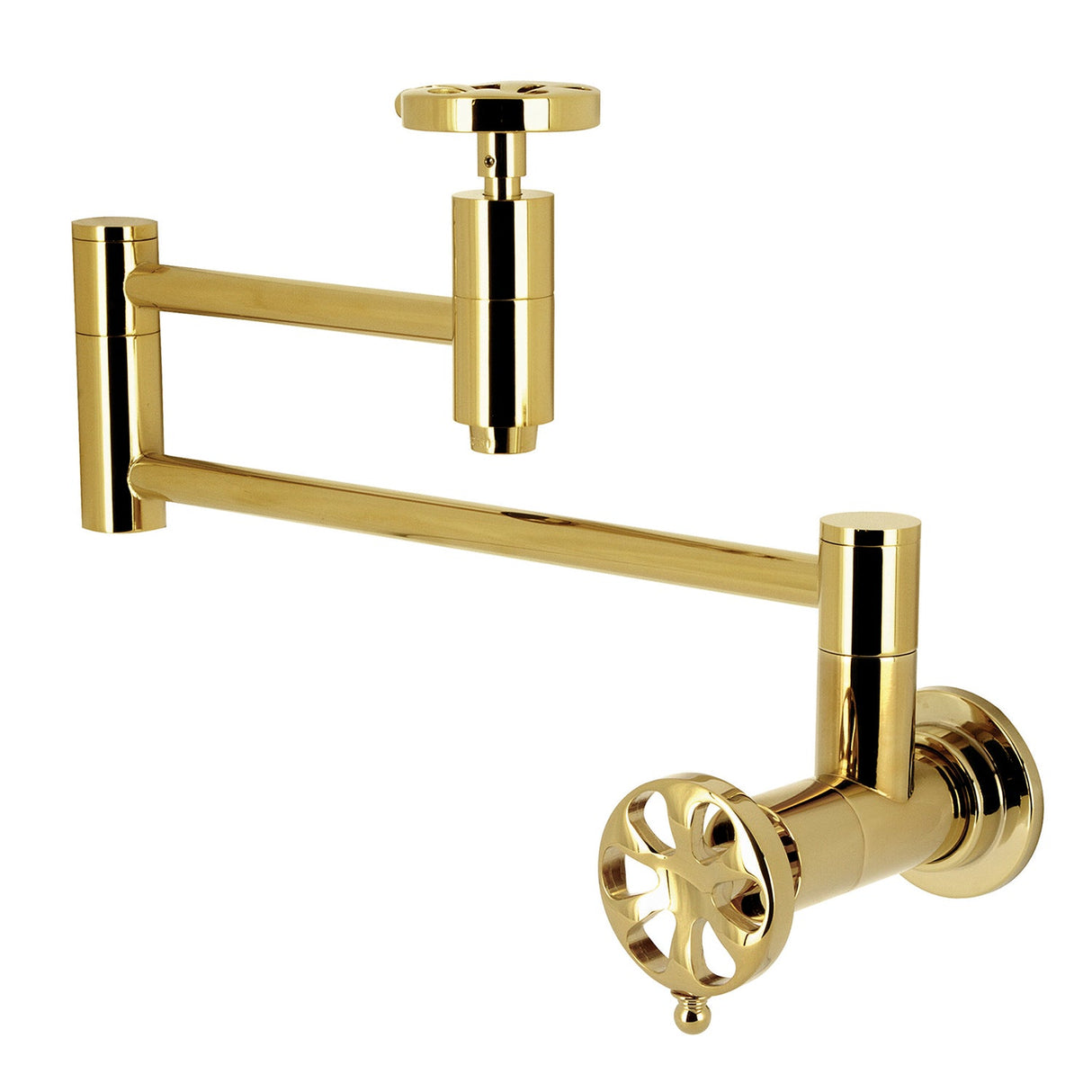 Belknap KS8102RX Two-Handle Wall Mount Pot Filler, Polished Brass