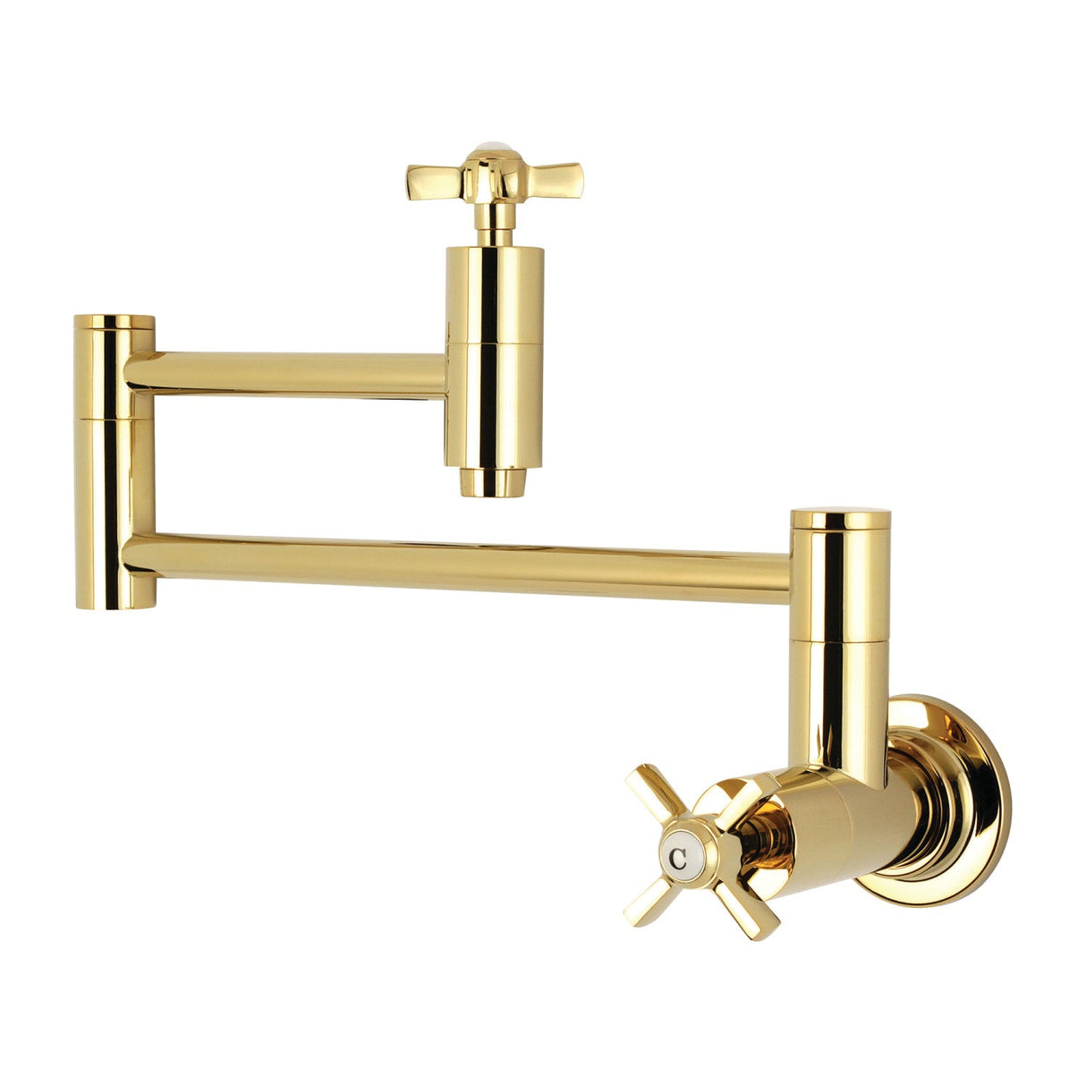 Millennium KS8102ZX Two-Handle 1-Hole Wall Mount Pot Filler, Polished Brass