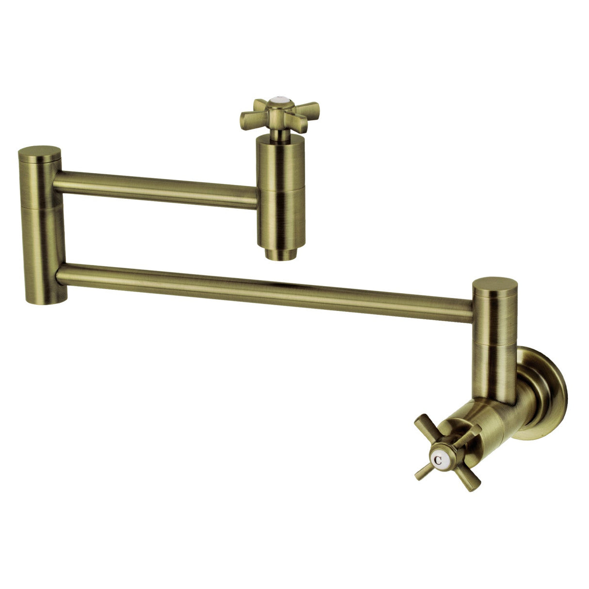 Millennium KS8103ZX Two-Handle 1-Hole Wall Mount Pot Filler, Antique Brass