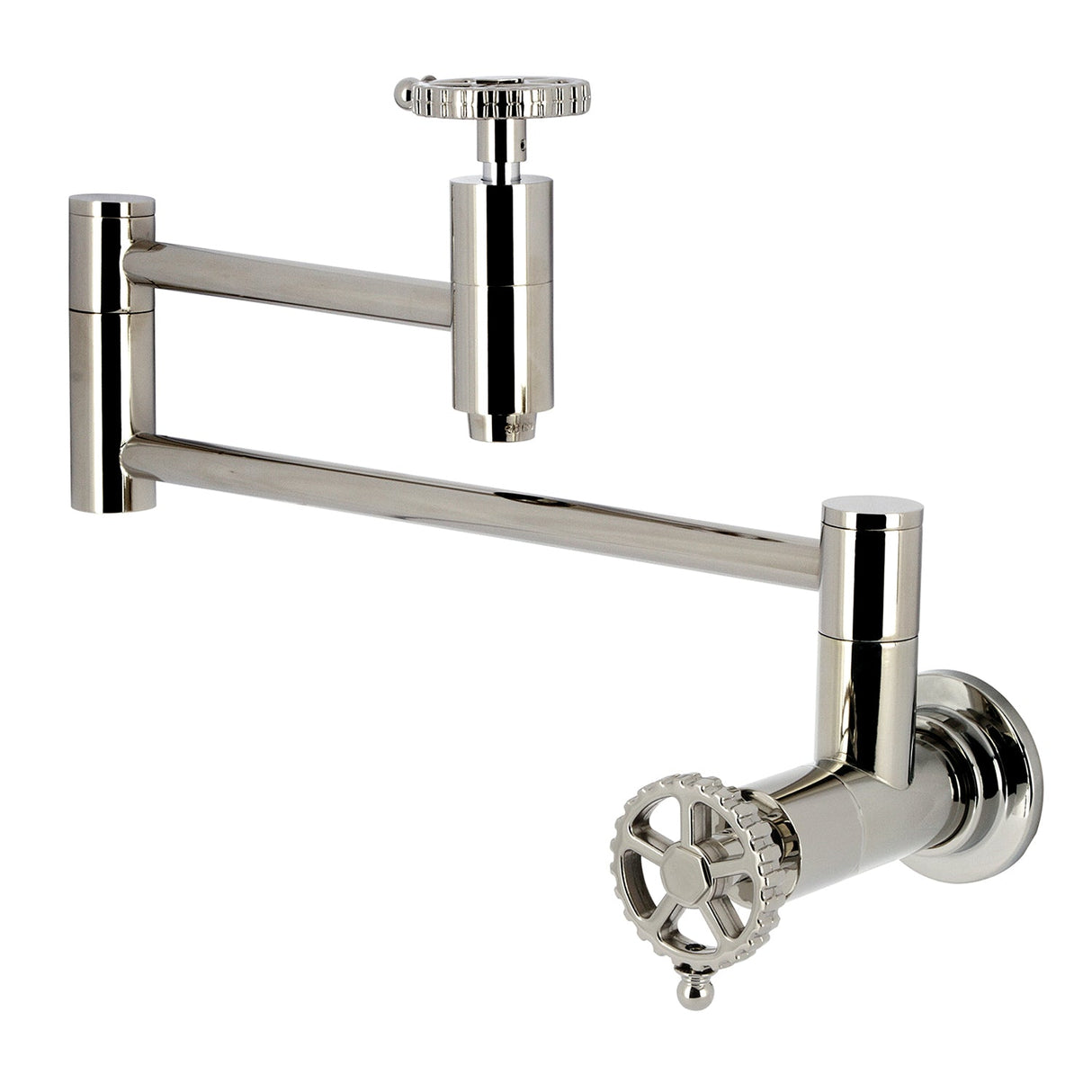 Fuller KS8106CG Two-Handle Wall Mount Pot Filler, Polished Nickel