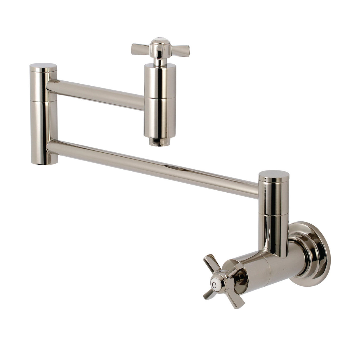 Millennium KS8106ZX Two-Handle 1-Hole Wall Mount Pot Filler, Polished Nickel