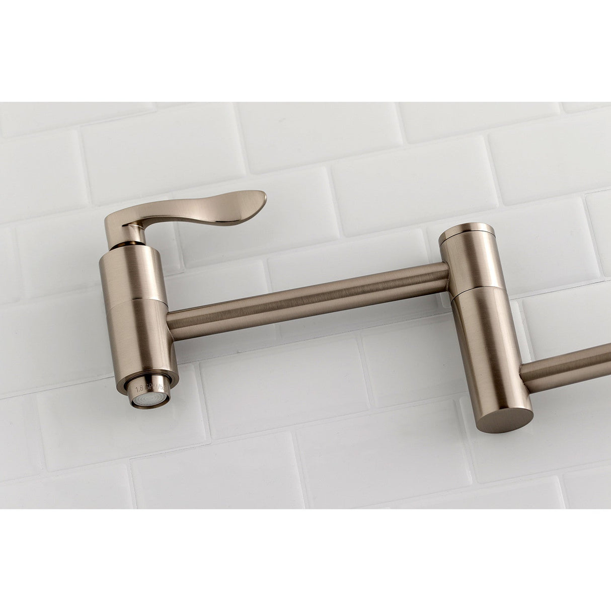 NuWave KS8108DFL Two-Handle 1-Hole Wall Mount Pot Filler, Brushed Nickel