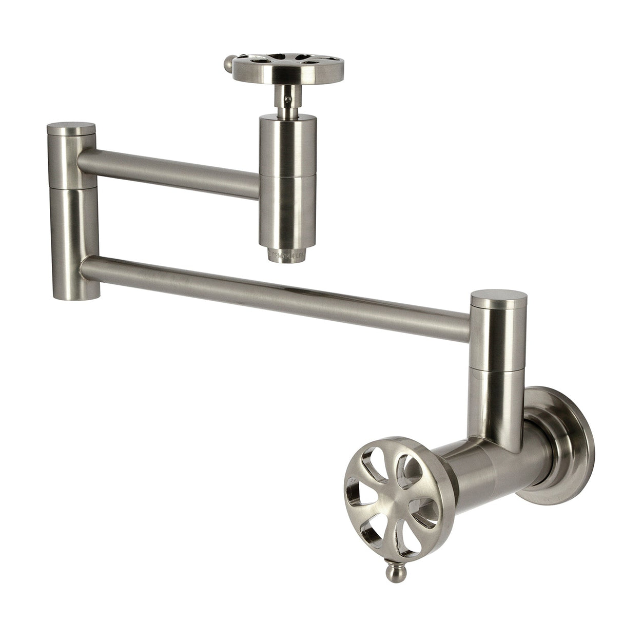 Belknap KS8108RX Two-Handle Wall Mount Pot Filler, Brushed Nickel