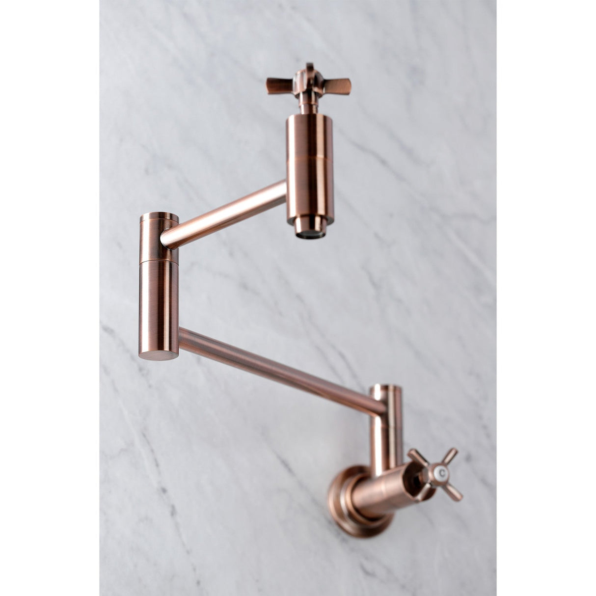 Millennium KS810ZXAC Two-Handle 1-Hole Wall Mount Pot Filler, Antique Copper
