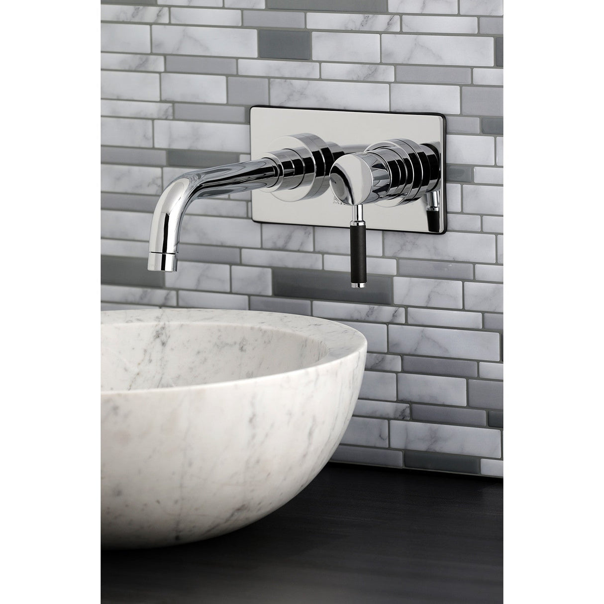 Kaiser KS8111DKL Single-Handle 2-Hole Wall Mount Bathroom Faucet, Polished Chrome
