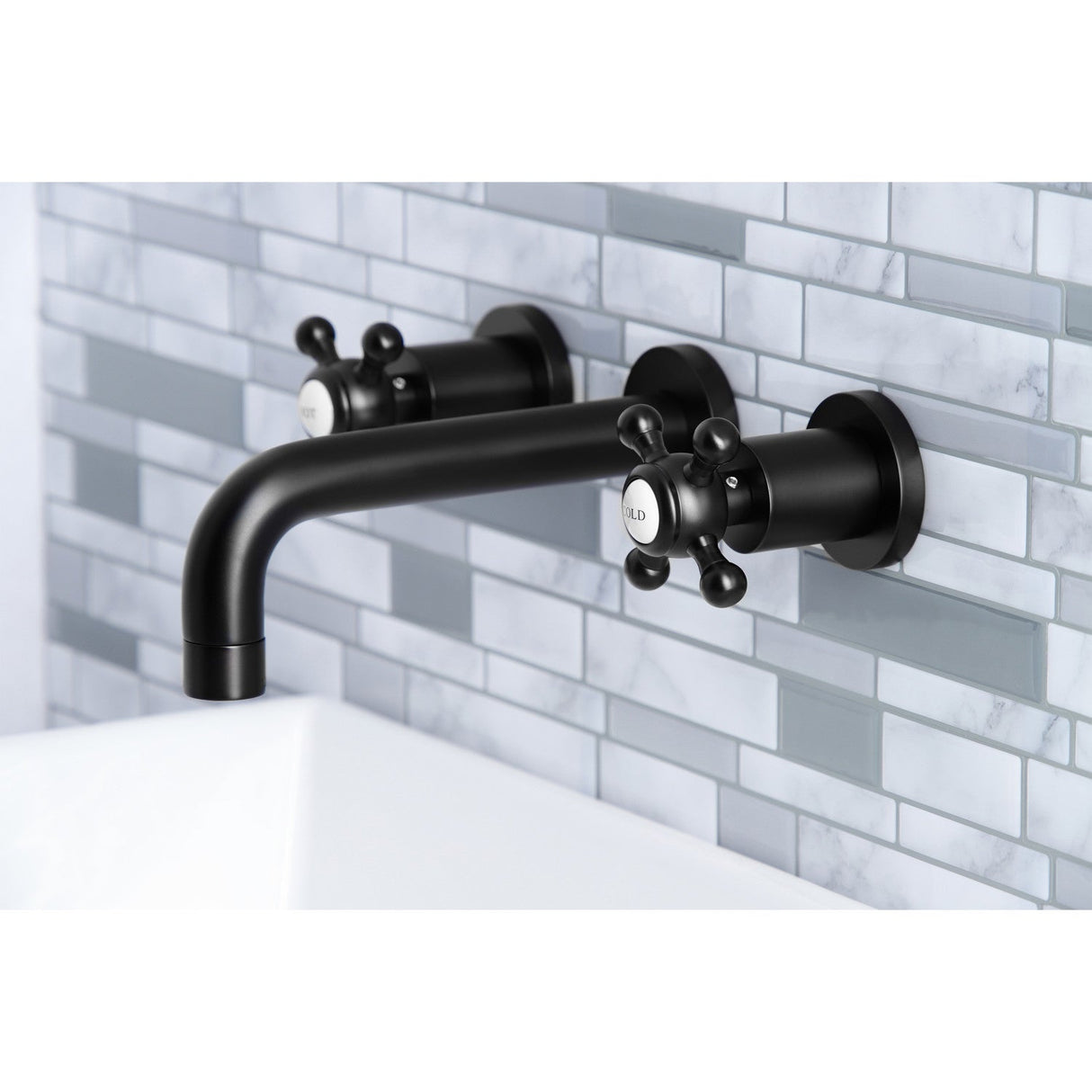 Metropolitan KS8120BX Two-Handle 3-Hole Wall Mount Bathroom Faucet, Matte Black