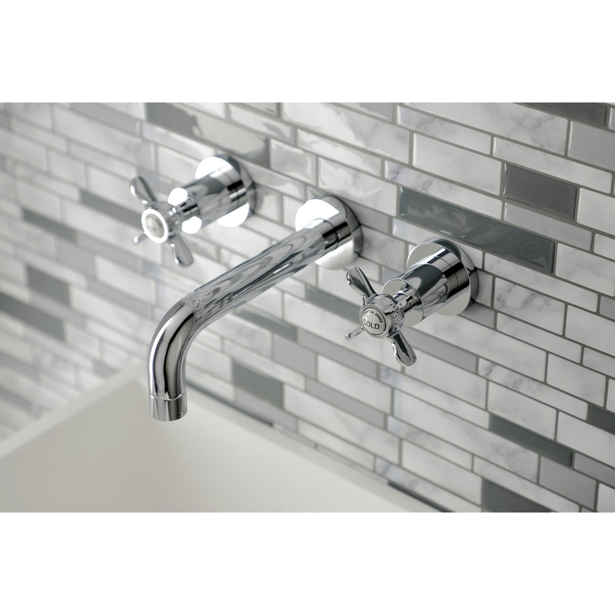 Essex KS8121BEX Two-Handle 3-Hole Wall Mount Bathroom Faucet, Polished Chrome