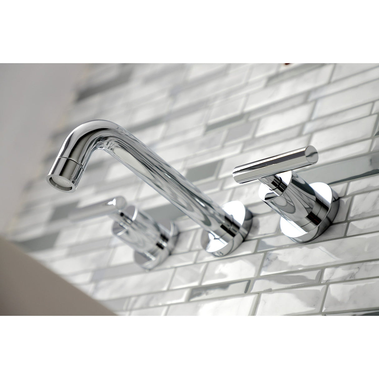 Manhattan KS8121CML Two-Handle 3-Hole Wall Mount Bathroom Faucet, Polished Chrome