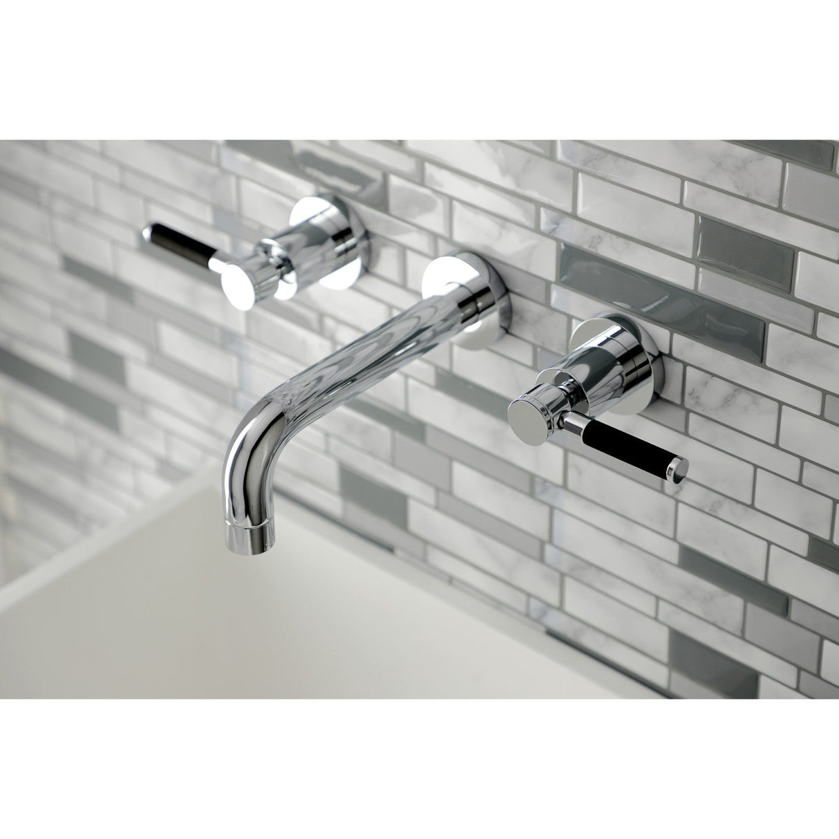 Kaiser KS8121DKL Two-Handle 3-Hole Wall Mount Bathroom Faucet, Polished Chrome