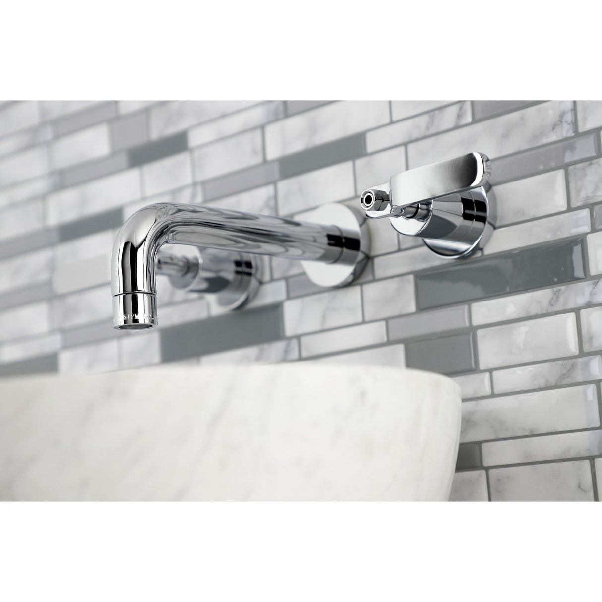 Whitaker KS8121KL Two-Handle 3-Hole Wall Mount Bathroom Faucet, Polished Chrome