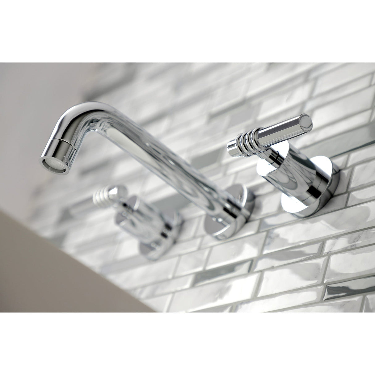 Milano KS8121ML Two-Handle 3-Hole Wall Mount Bathroom Faucet, Polished Chrome