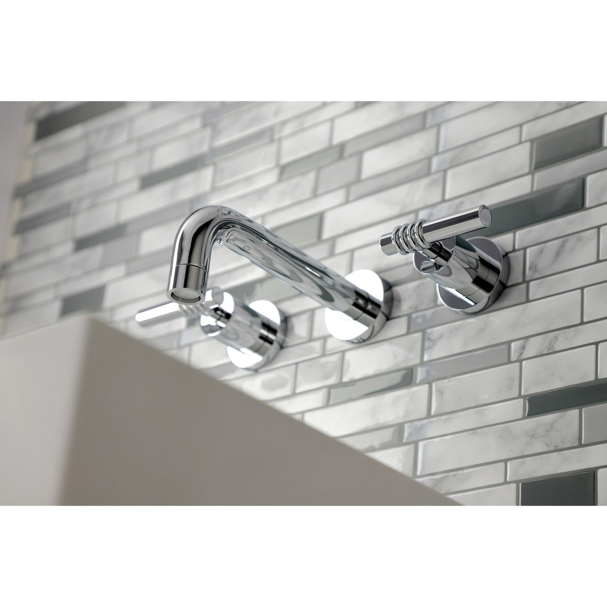 Milano KS8121ML Two-Handle 3-Hole Wall Mount Bathroom Faucet, Polished Chrome