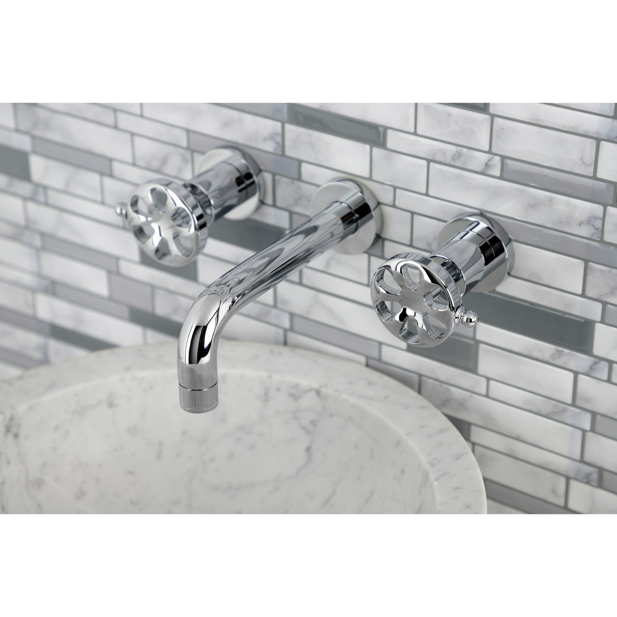 Belknap KS8121RX Two-Handle 3-Hole Wall Mount Bathroom Faucet, Polished Chrome