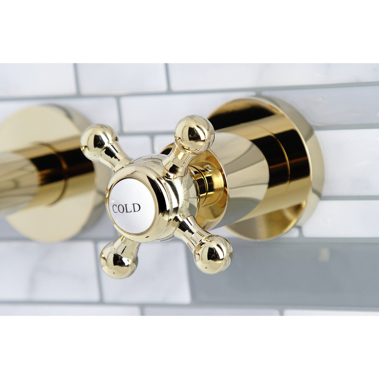 Metropolitan KS8122BX Two-Handle 3-Hole Wall Mount Bathroom Faucet, Polished Brass