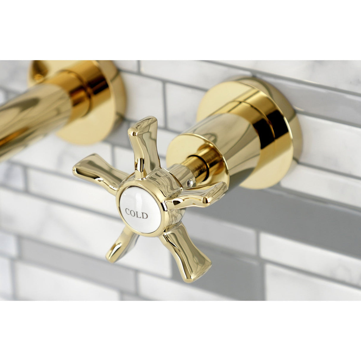 Hamilton KS8122NX Two-Handle 3-Hole Wall Mount Bathroom Faucet, Polished Brass