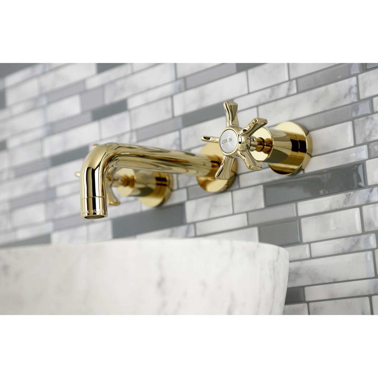 Hamilton KS8122NX Two-Handle 3-Hole Wall Mount Bathroom Faucet, Polished Brass