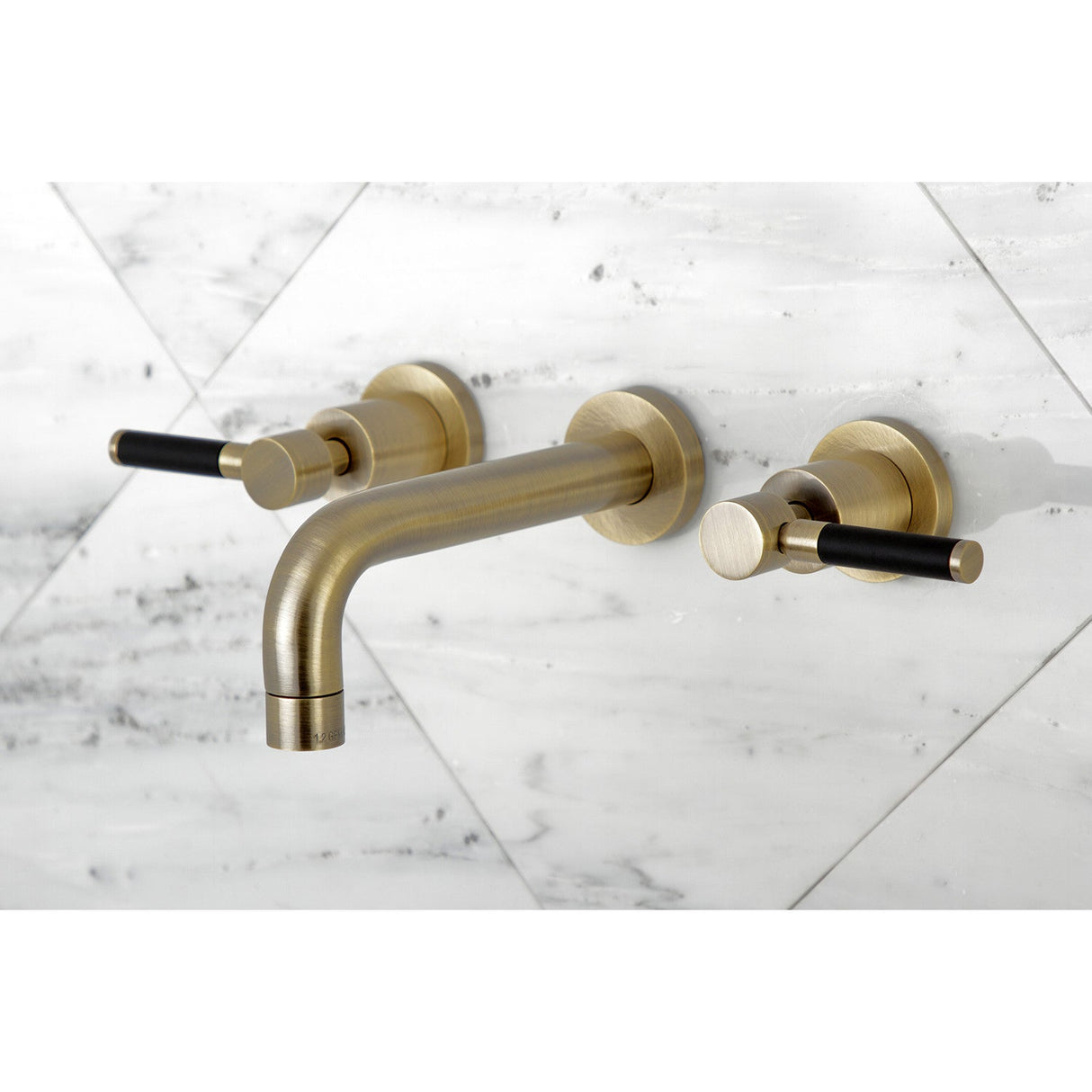 Kaiser KS8123DKL Two-Handle 3-Hole Wall Mount Bathroom Faucet, Antique Brass