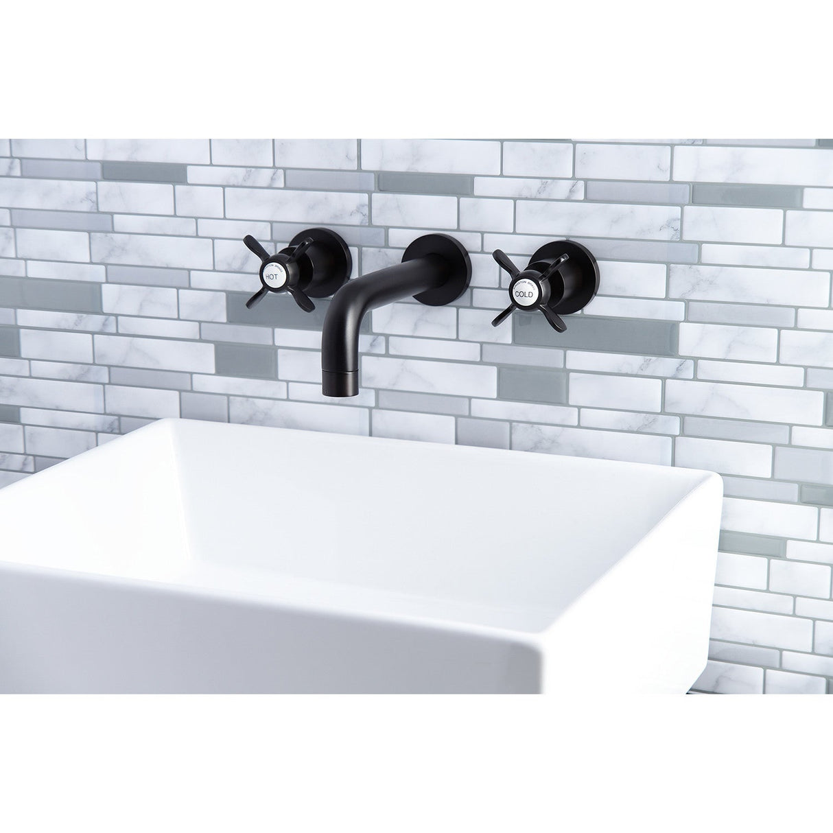 Essex KS8125BEX Two-Handle 3-Hole Wall Mount Bathroom Faucet, Oil Rubbed Bronze