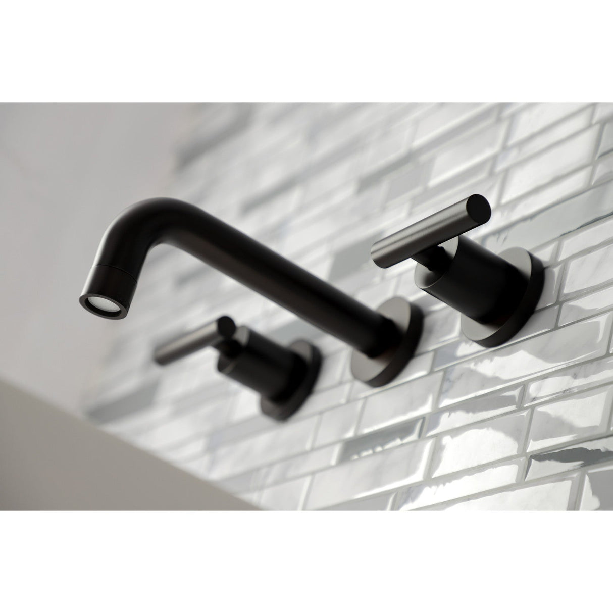 Manhattan KS8125CML Two-Handle 3-Hole Wall Mount Bathroom Faucet, Oil Rubbed Bronze