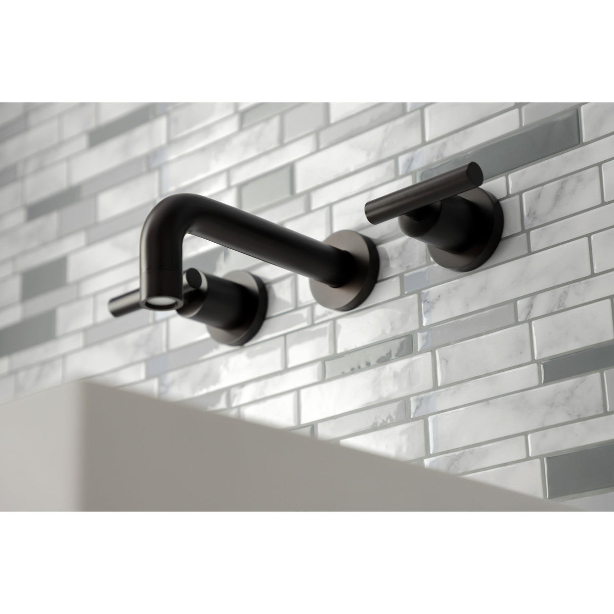 Manhattan KS8125CML Two-Handle 3-Hole Wall Mount Bathroom Faucet, Oil Rubbed Bronze