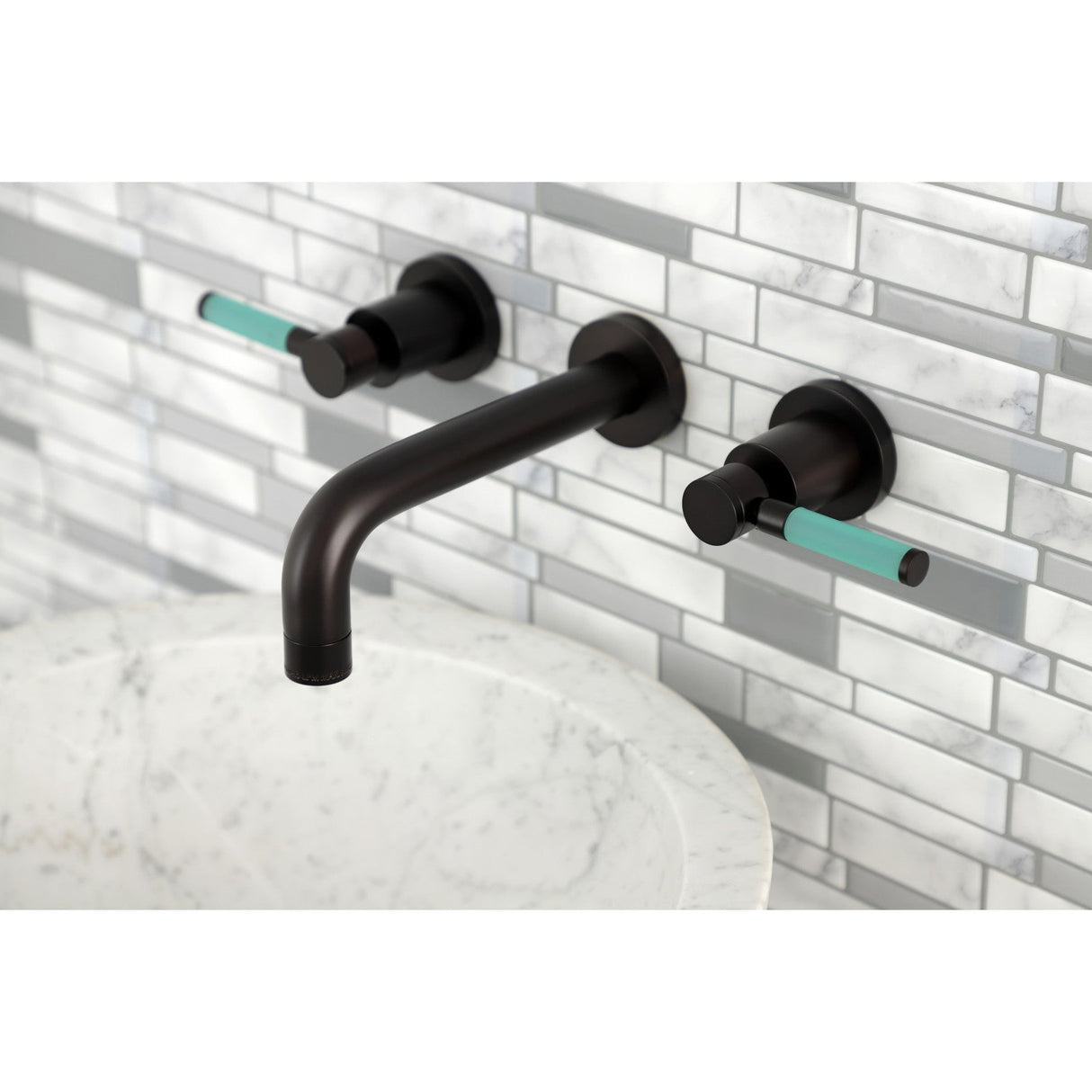 Kaiser KS8125DKL Two-Handle 3-Hole Wall Mount Bathroom Faucet, Oil Rubbed Bronze