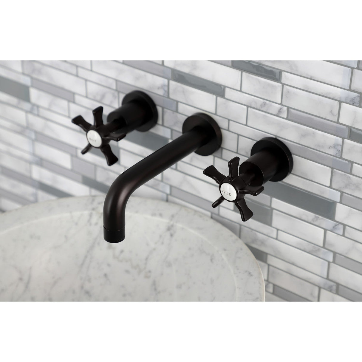 Hamilton KS8125NX Two-Handle 3-Hole Wall Mount Bathroom Faucet, Oil Rubbed Bronze