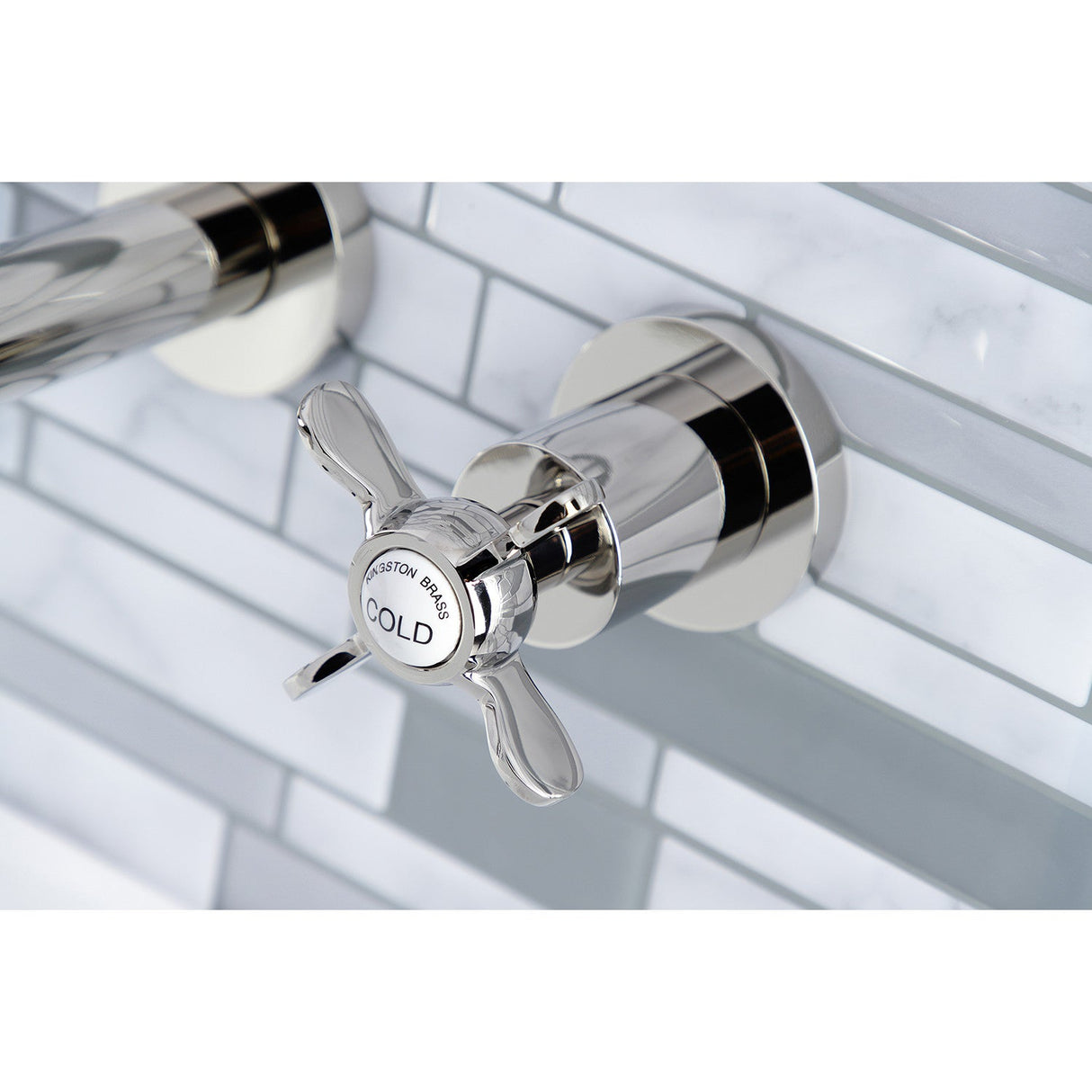 Essex KS8126BEX Two-Handle 3-Hole Wall Mount Bathroom Faucet, Polished Nickel
