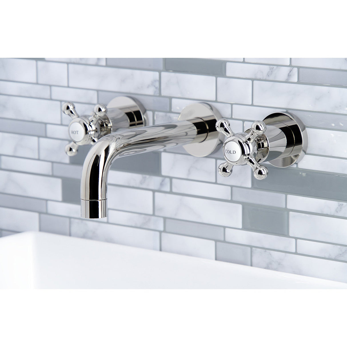 Metropolitan KS8126BX Two-Handle 3-Hole Wall Mount Bathroom Faucet, Polished Nickel