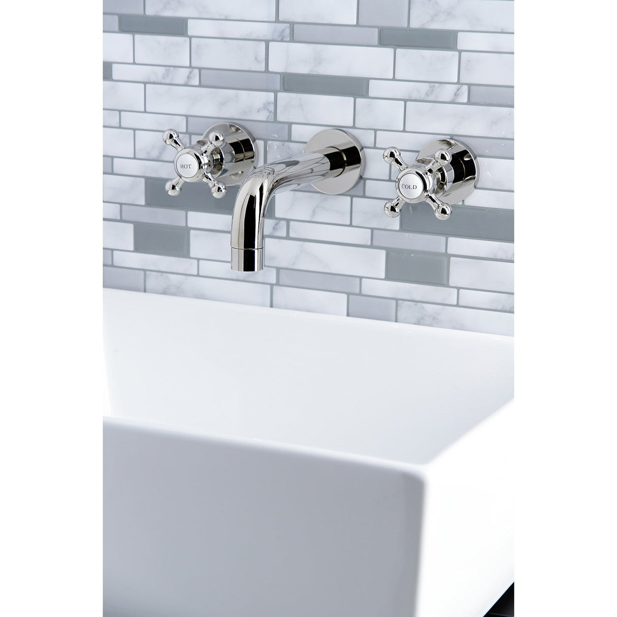 Metropolitan KS8126BX Two-Handle 3-Hole Wall Mount Bathroom Faucet, Polished Nickel