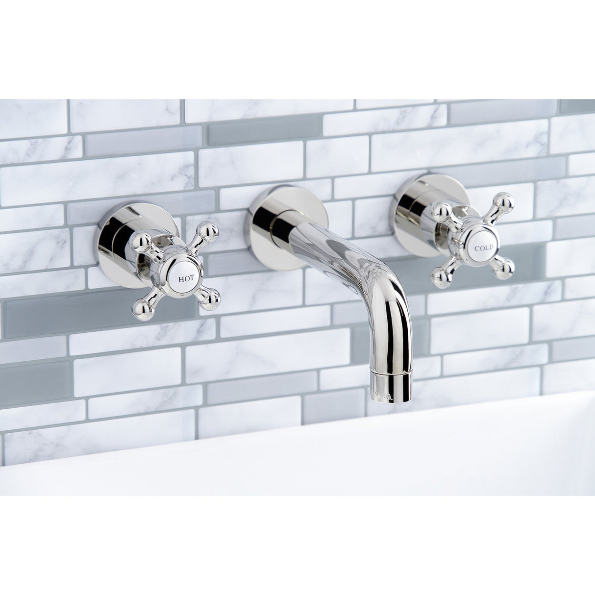 Metropolitan KS8126BX Two-Handle 3-Hole Wall Mount Bathroom Faucet, Polished Nickel