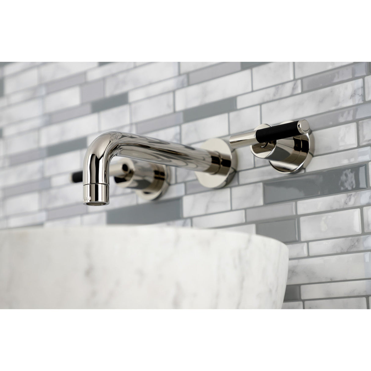 Kaiser KS8126CKL Two-Handle Wall Mount Bathroom Faucet, Polished Nickel