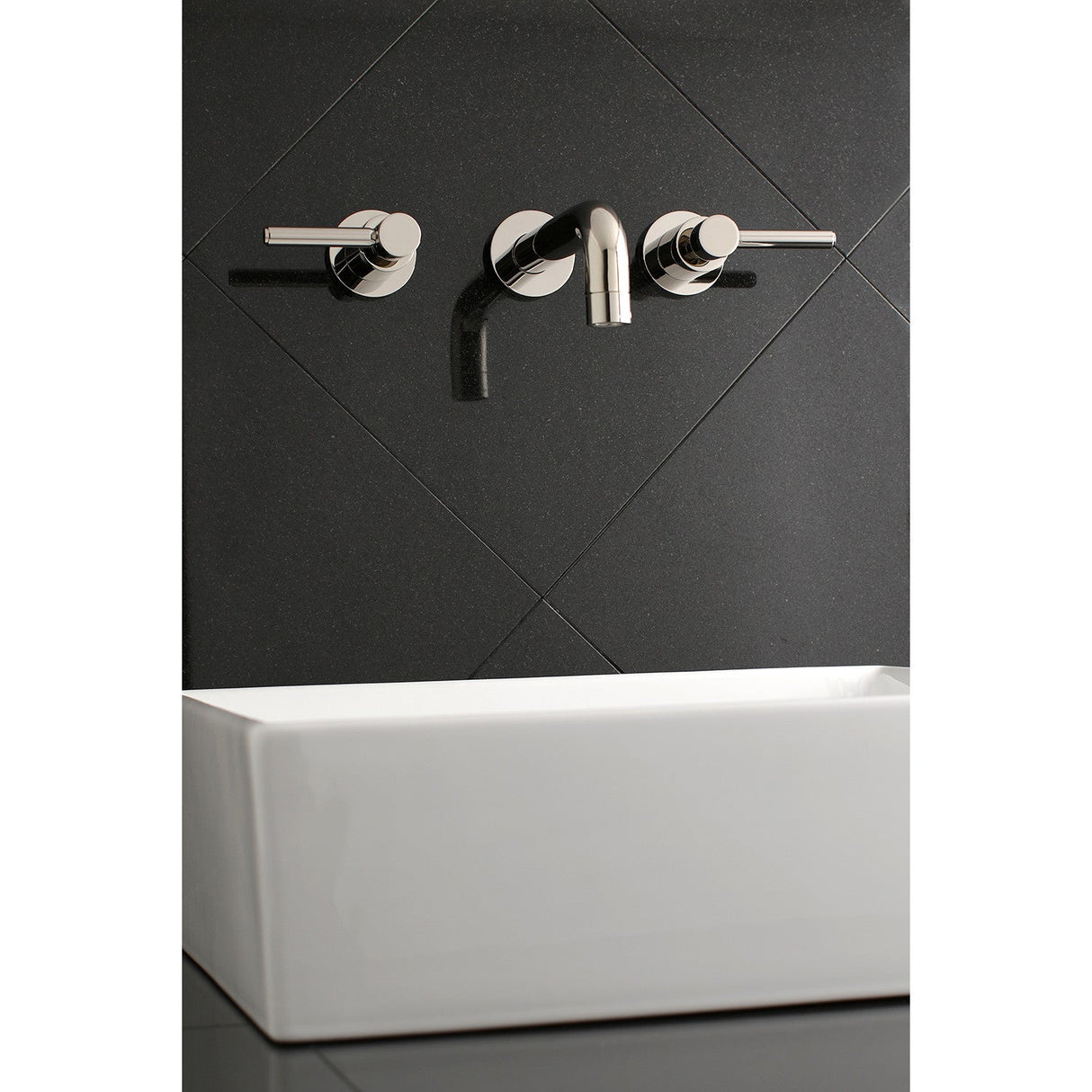 Concord KS8126DL Two-Handle 3-Hole Wall Mount Bathroom Faucet, Polished Nickel