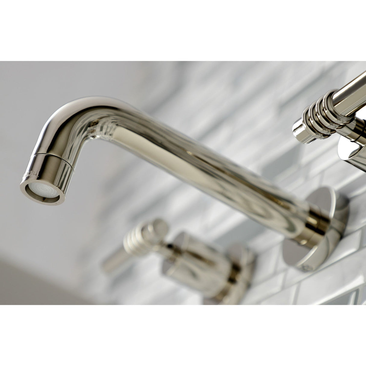 Milano KS8126ML Two-Handle 3-Hole Wall Mount Bathroom Faucet, Polished Nickel