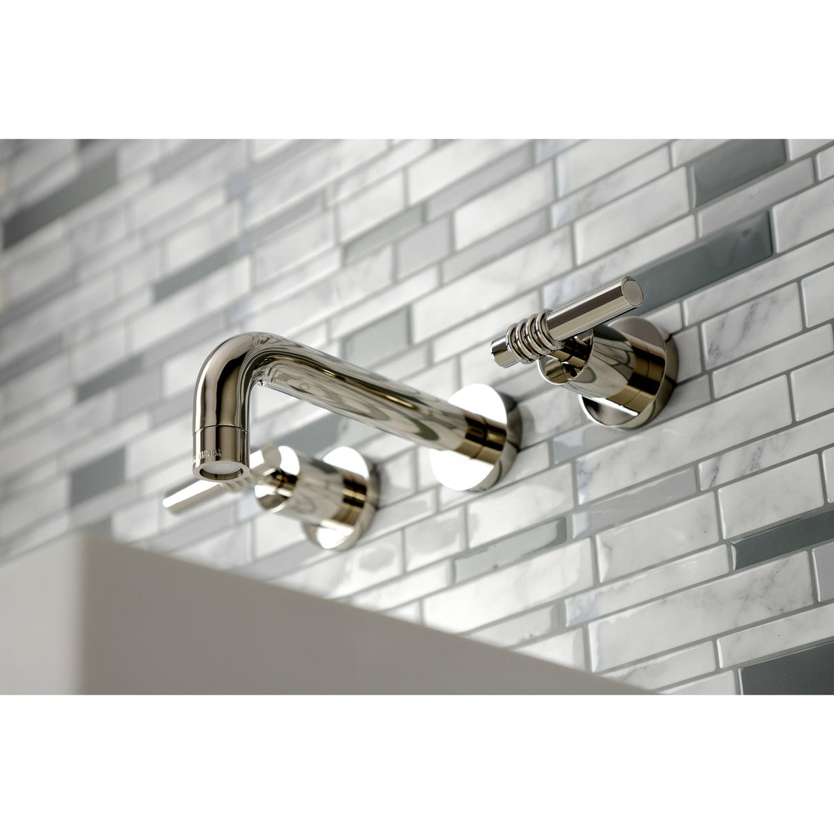 Milano KS8126ML Two-Handle 3-Hole Wall Mount Bathroom Faucet, Polished Nickel