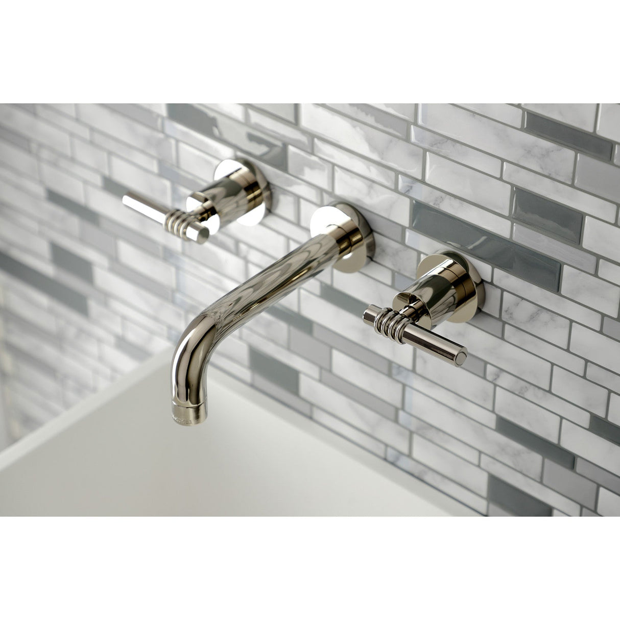 Milano KS8126ML Two-Handle 3-Hole Wall Mount Bathroom Faucet, Polished Nickel