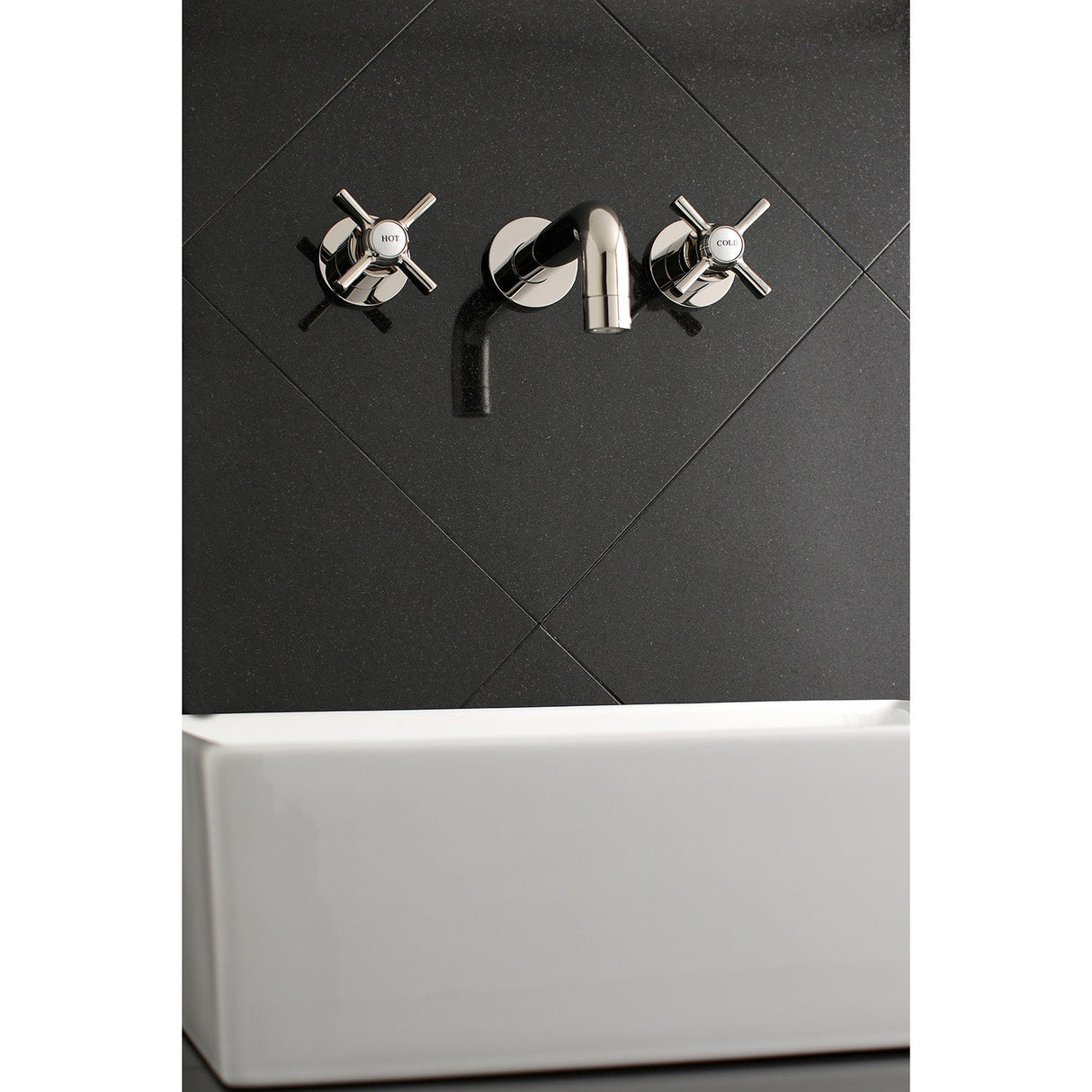 Millennium KS8126ZX Two-Handle 3-Hole Wall Mount Bathroom Faucet, Polished Nickel