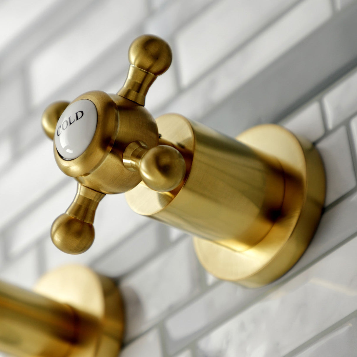 Metropolitan KS8127BX Two-Handle 3-Hole Wall Mount Bathroom Faucet, Brushed Brass