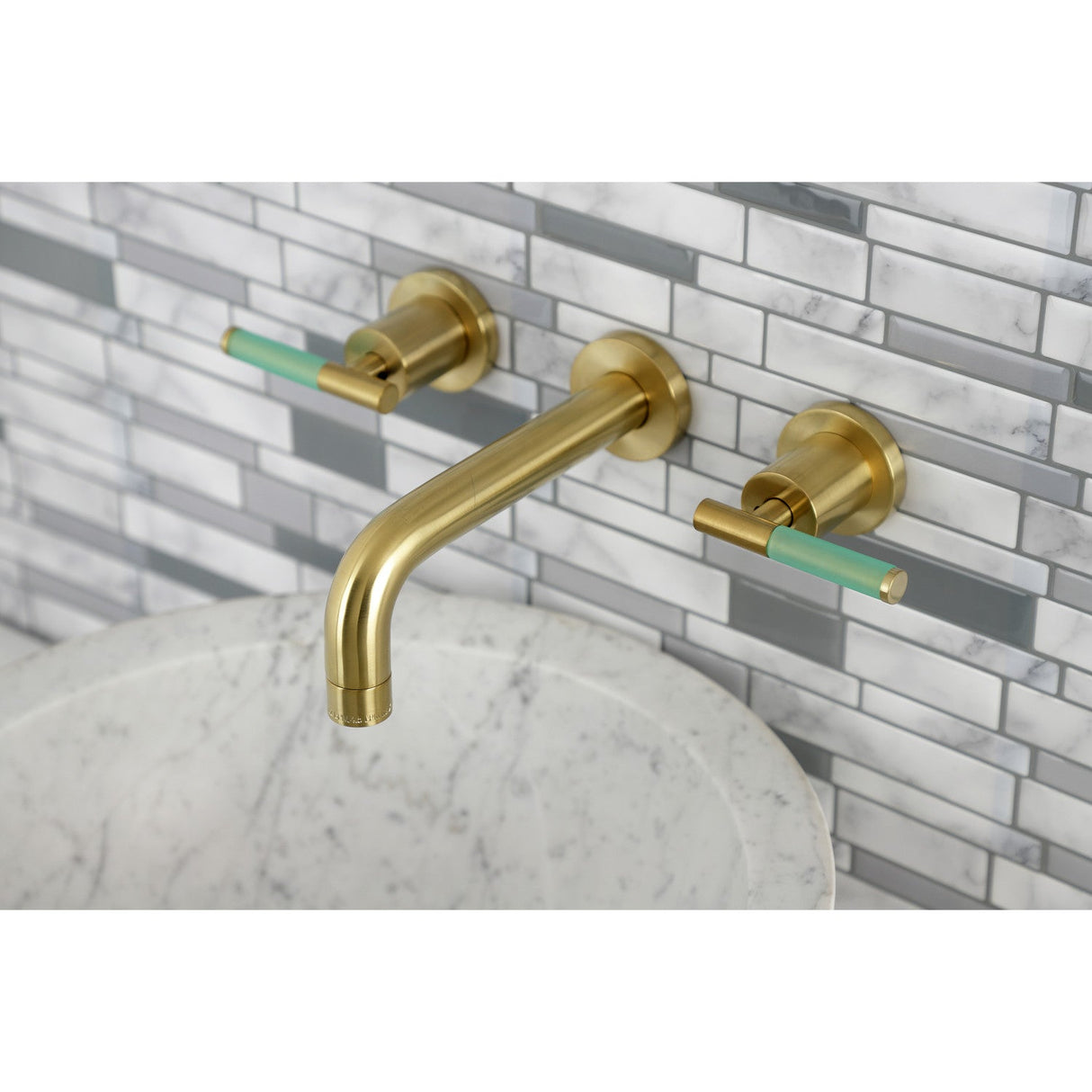 Kaiser KS8127CKL Two-Handle Wall Mount Bathroom Faucet, Brushed Brass