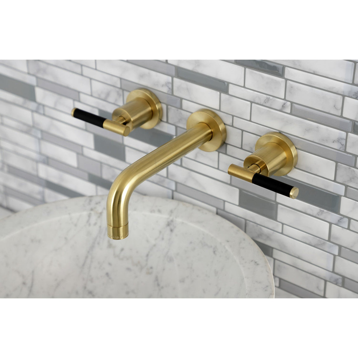 Kaiser KS8127CKL Two-Handle Wall Mount Bathroom Faucet, Brushed Brass