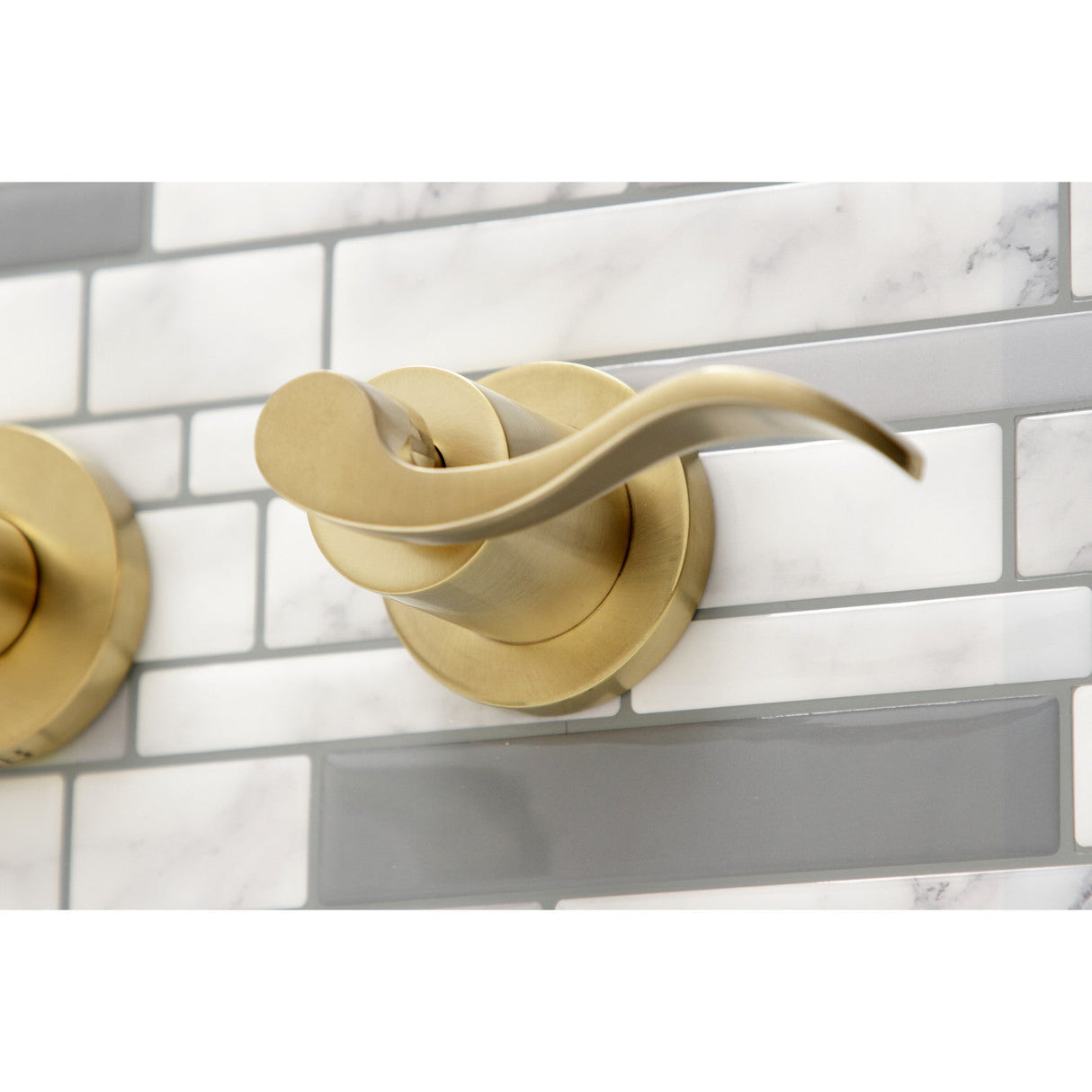 NuWave KS8127DFL Two-Handle 3-Hole Wall Mount Bathroom Faucet, Brushed Brass
