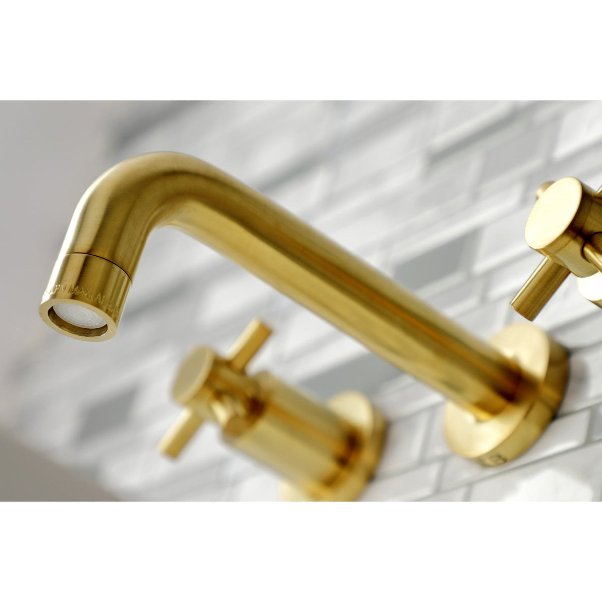 Concord KS8127DX Two-Handle 3-Hole Wall Mount Bathroom Faucet, Brushed Brass