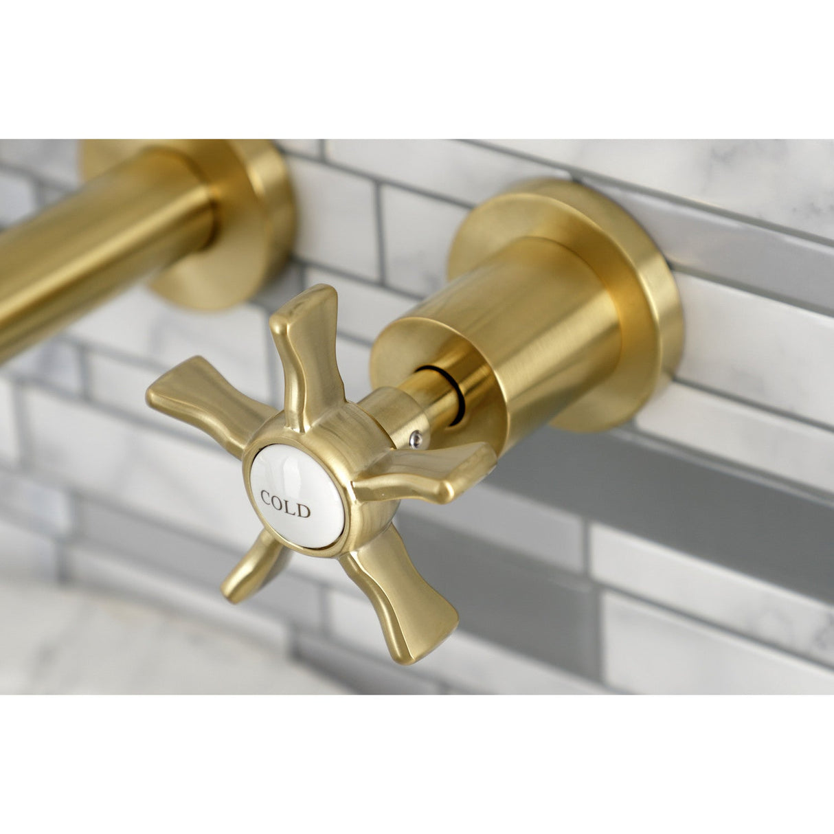 Hamilton KS8127NX Two-Handle 3-Hole Wall Mount Bathroom Faucet, Brushed Brass